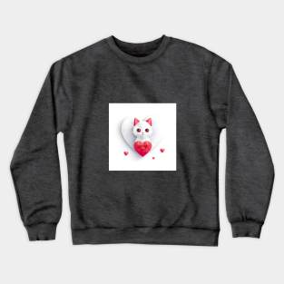 Cute vector cat with heart Crewneck Sweatshirt